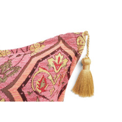 Turkish Fabric Pillow Cover 18x18, Pale Pink Boho Throw Pillow, Carnation Pattern Decorative Sofa Accent Ethnic Cushion Case