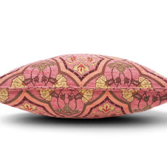 Turkish Fabric Pillow Cover 18x18, Pale Pink Boho Throw Pillow, Carnation Pattern Decorative Sofa Accent Ethnic Cushion Case