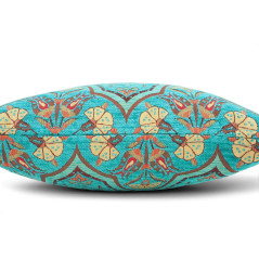 Turkish Fabric Pillow Cover 18x18, Turquoise Blue Boho Throw Pillow,Carnation Pattern Decorative Sofa Accent Ethnic Cushion Case