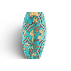 Turkish Fabric Pillow Cover 18x18, Turquoise Blue Boho Throw Pillow,Carnation Pattern Decorative Sofa Accent Ethnic Cushion Case