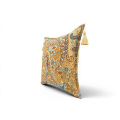 Turkish Fabric Pillow Cover 18x18, Boho Throw Pillow, Paysley Pattern Decorative Sofa Accent Ethnic Cushion Case Made in Turkey