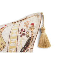 Turkish Fabric Pillow Cover 18x18, Beige Boho Throw Pillow, Dream Pattern Decorative Sofa Accent Ethnic Cushion Case