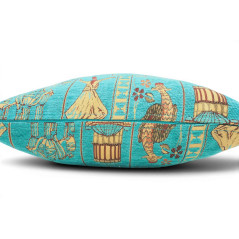Turkish Fabric Pillow Cover 18x18, Turquoise Blue Boho Throw Pillow, Dream Pattern Decorative Sofa Accent Ethnic Cushion Case
