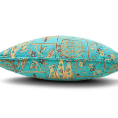 Turkish Fabric Pillow Cover 18x18, Turquoise Blue Boho Throw Pillow, Dream Pattern Decorative Sofa Accent Ethnic Cushion Case