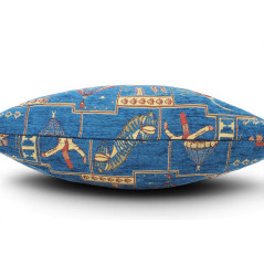Turkish Fabric Pillow Cover 18x18, Royal Blue Boho Throw Pillow, Dream Pattern Decorative Sofa Accent Ethnic Cushion Case