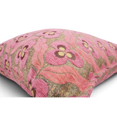Turkish Fabric Pillow Cover 18x18, Pale Pink Boho Throw Pillow, Tiger Eyes Pattern Decorative Sofa Accent Ethnic Cushion Case