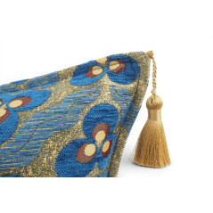Turkish Fabric Pillow Cover 18x18, Royal Blue Boho Throw Pillow, Tiger Eyes Pattern Decorative Sofa Accent Ethnic Cushion Case