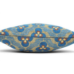 Turkish Fabric Pillow Cover 18x18, Royal Blue Boho Throw Pillow, Tiger Eyes Pattern Decorative Sofa Accent Ethnic Cushion Case
