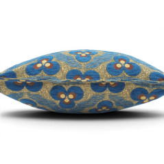 Turkish Fabric Pillow Cover 18x18, Royal Blue Boho Throw Pillow, Tiger Eyes Pattern Decorative Sofa Accent Ethnic Cushion Case