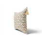 Turkish Fabric Pillow Cover 18x18, Beige Boho Throw Pillow, Tiger Eyes Pattern Decorative Sofa Accent Ethnic Cushion Case