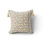 Turkish Fabric Pillow Cover 18x18, Beige Boho Throw Pillow, Tiger Eyes Pattern Decorative Sofa Accent Ethnic Cushion Case
