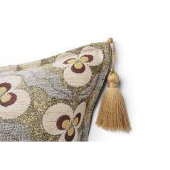 Turkish Fabric Pillow Cover 18x18, Beige Boho Throw Pillow, Tiger Eyes Pattern Decorative Sofa Accent Ethnic Cushion Case