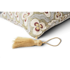 Turkish Fabric Pillow Cover 18x18, Beige Boho Throw Pillow, Tiger Eyes Pattern Decorative Sofa Accent Ethnic Cushion Case