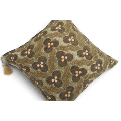 Turkish Fabric Pillow Cover 18x18, Moss Green Boho Throw Pillow, Tiger Eyes Pattern Decorative Sofa Accent Ethnic Cushion Case