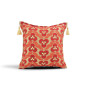 Turkish Fabric Pillow Cover 18x18, Red Boho Throw Pillow, Tiger Eyes Pattern Decorative Sofa Accent Ethnic Cushion Case