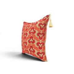 Fabric Pillow, Fabric Pillow 18x18, Red Tiger Eyes Pattern Turkish Fabric Pillow Cover, Decorative Accent and Throw Pillow