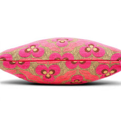 Turkish Fabric Pillow Cover 18x18, Mazenda Pink Boho Throw Pillow, Tiger Eyes Pattern Decorative Sofa Accent Ethnic Cushion Case