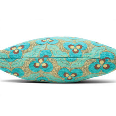 Turkish Fabric Pillow Cover 18x18, Turquoise Blue Boho Throw Pillow, Tiger Eyes Pattern Decorative Sofa Accent Ethnic Cushion