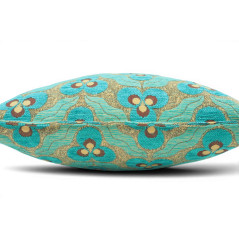 Turkish Fabric Pillow Cover 18x18, Turquoise Blue Boho Throw Pillow, Tiger Eyes Pattern Decorative Sofa Accent Ethnic Cushion