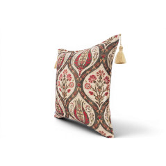 Fabric Pillow, Fabric Pillow 18x18, Beige Morocco Pattern Tulip Turkish Fabric Pillow, Decorative Accent and Throw Pillow