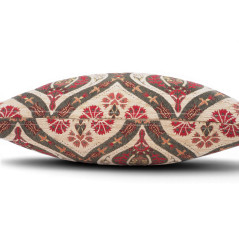 Turkish Fabric Pillow Cover 18x18, Beige Boho Throw Pillow, Morocco Tulip Pattern Decorative Sofa Accent Ethnic Cushion Case