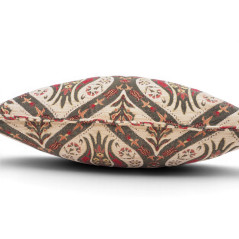 Turkish Fabric Pillow Cover 18x18, Beige Boho Throw Pillow, Morocco Tulip Pattern Decorative Sofa Accent Ethnic Cushion Case