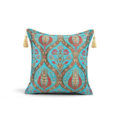 Fabric Pillow,Fabric Pillow 18x18,Turquoise Blue Morocco Pattern Tulip Turkish Fabric Pillow,Decorative Accent and Throw Pillow