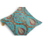 Turkish Fabric Pillow Cover 18x18, Turquoise Blue Boho Throw Pillow, Morocco Tulip Pattern Decorative Sofa Accent Ethnic Cushion Turkish Fabric Pillow Cover 18x18, Turquoise Blue Boho Throw Pillow, Morocco Tulip Pattern Decorative Sofa Accent Ethnic Cushion