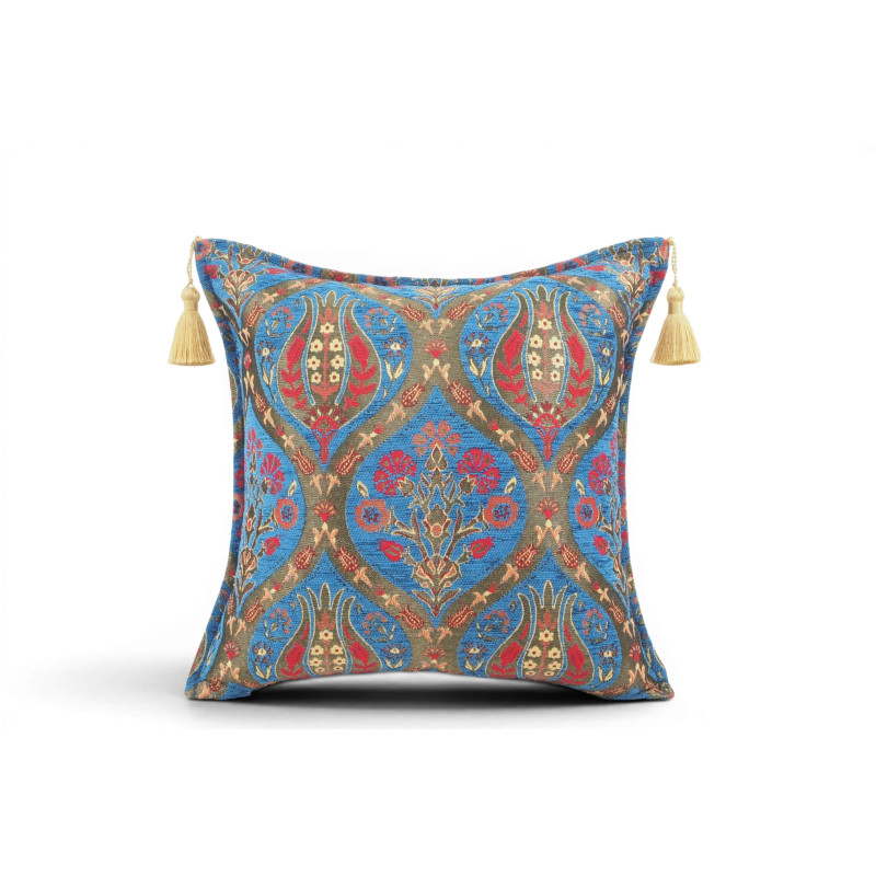 Turkish Fabric Pillow Cover 18x18, Royal Blue Boho Throw Pillow,Morocco Tulip Pattern Decorative Sofa Accent Ethnic Cushion Case Turkish Fabric Pillow Cover 18x18, Royal Blue Boho Throw Pillow,Morocco Tulip Pattern Decorative Sofa Accent Ethnic Cushion Case