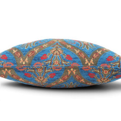 Turkish Fabric Pillow Cover 18x18, Royal Blue Boho Throw Pillow,Morocco Tulip Pattern Decorative Sofa Accent Ethnic Cushion Case