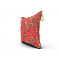 Fabric Pillow, Fabric Pillow 18x18, Red Morocco Pattern Tulip Turkish Fabric Pillow, Decorative Accent and Throw Pillow