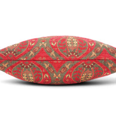 Turkish Fabric Pillow Cover 18x18, Red Boho Throw Pillow, Morocco Tulip Pattern Decorative Sofa Accent Ethnic Cushion Case