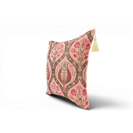 Fabric Pillow, Fabric Pillow 18x18, Pale Pink Morocco Pattern Tulip Turkish Fabric Pillow, Decorative Accent and Throw Pillow