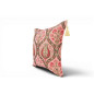 Turkish Fabric Pillow Cover 18x18, Pale Pink Boho Throw Pillow, Morocco Tulip Pattern Decorative Sofa Accent Ethnic Cushion Case