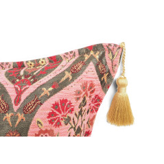 Turkish Fabric Pillow Cover 18x18, Pale Pink Boho Throw Pillow, Morocco Tulip Pattern Decorative Sofa Accent Ethnic Cushion Case