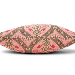 Turkish Fabric Pillow Cover 18x18, Pale Pink Boho Throw Pillow, Morocco Tulip Pattern Decorative Sofa Accent Ethnic Cushion Case