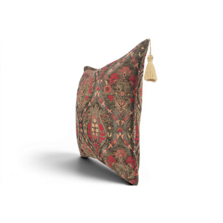 Fabric Pillow, Fabric Pillow 18x18, Moss Green Morocco Pattern Tulip Turkish Fabric Pillow, Decorative Accent and Throw Pillow