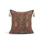 Turkish Fabric Pillow Cover 18x18, Moss Green Boho Throw Pillow, Morocco Tulip Pattern Decorative Sofa Accent Ethnic Cushion