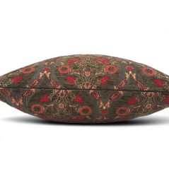 Turkish Fabric Pillow Cover 18x18, Moss Green Boho Throw Pillow, Morocco Tulip Pattern Decorative Sofa Accent Ethnic Cushion