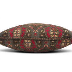 Turkish Fabric Pillow Cover 18x18, Moss Green Boho Throw Pillow, Morocco Tulip Pattern Decorative Sofa Accent Ethnic Cushion