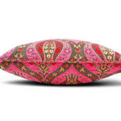 Turkish Fabric Pillow Cover 18x18, Mazenda Pink Boho Throw Pillow, Morocco Tulip Pattern Decorative Sofa Accent Ethnic Cushion