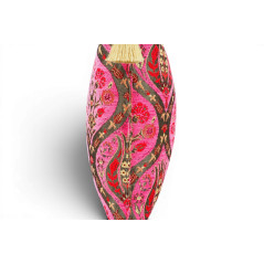 Turkish Fabric Pillow Cover 18x18, Mazenda Pink Boho Throw Pillow, Morocco Tulip Pattern Decorative Sofa Accent Ethnic Cushion