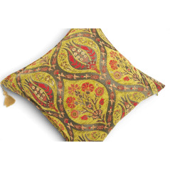 Turkish Fabric Pillow Cover 18x18, Pistachio Green Boho Throw Pillow,Morocco Tulip Pattern Decorative Sofa Accent Ethnic Cushion