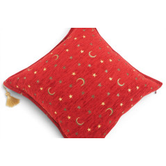 Turkish Fabric Pillow Cover 18x18, Red Boho Throw Pillow, Arabian Night Pattern Decorative Sofa Accent Ethnic Cushion Case