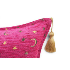 Turkish Fabric Pillow Cover 18x18, Mazenda Pink Boho Throw Pillow, Arabian Night Pattern Decorative Sofa Accent Ethnic Cushion