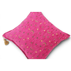 Turkish Fabric Pillow Cover 18x18, Mazenda Pink Boho Throw Pillow, Arabian Night Pattern Decorative Sofa Accent Ethnic Cushion