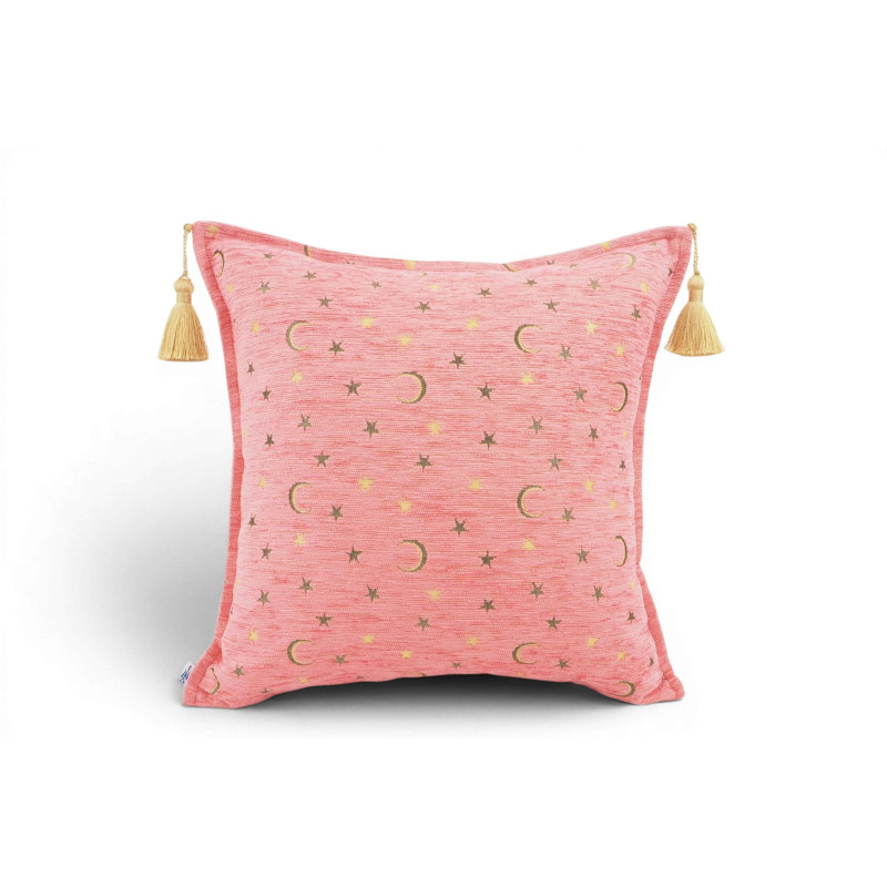Turkish Fabric Pillow Cover 18x18, Pale Pink Boho Throw Pillow, Arabian Night Pattern Decorative Sofa Accent Ethnic Cushion Case
