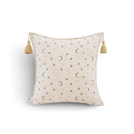 Turkish Fabric Pillow 18x18,Beige Arabian Night Pattern Decorative Ottoman Fabric Pillow
