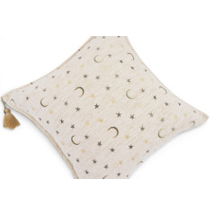 Turkish Fabric Pillow Cover 18x18, Beige Boho Throw Pillow, Arabian Night Pattern Decorative Sofa Accent Ethnic Cushion Case