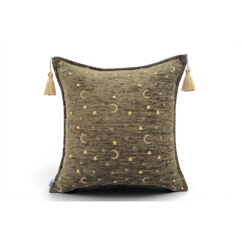 Turkish Fabric Pillow Cover 18x18, Moss Green Boho Throw Pillow,Arabian Night Pattern Decorative Sofa Accent Ethnic Cushion Case